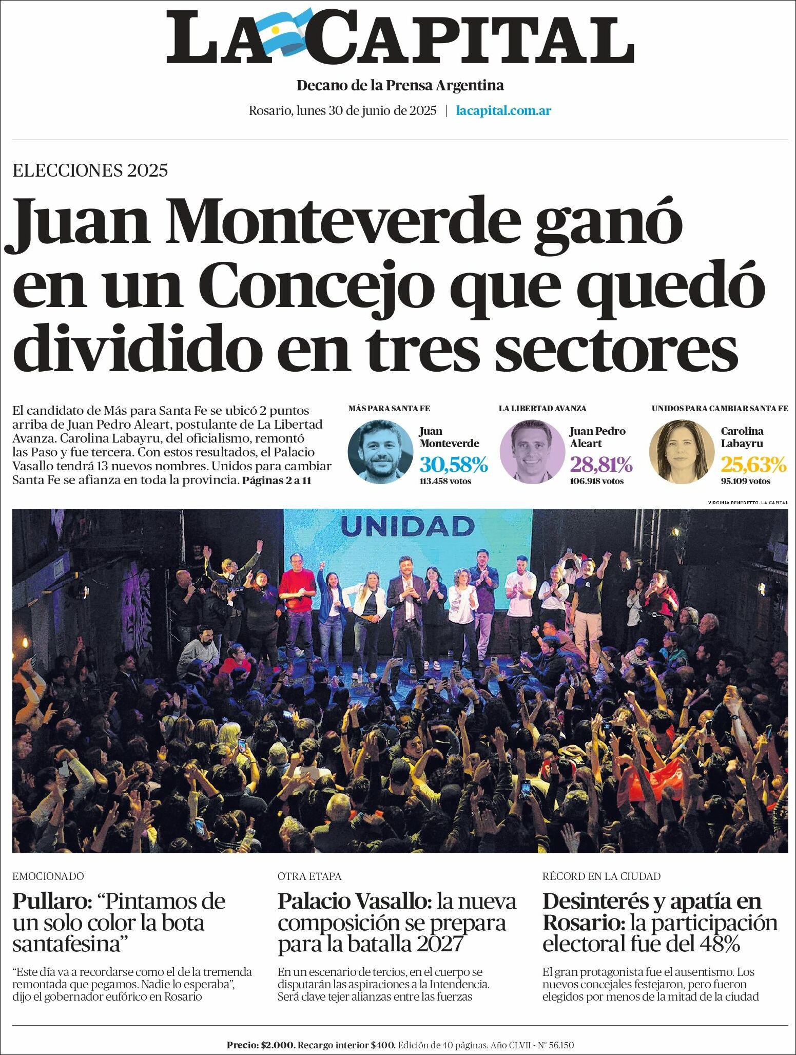 Media Panel - Developments and Systems | Ovacion Futbol - Tapa del diario La Capital Rosario