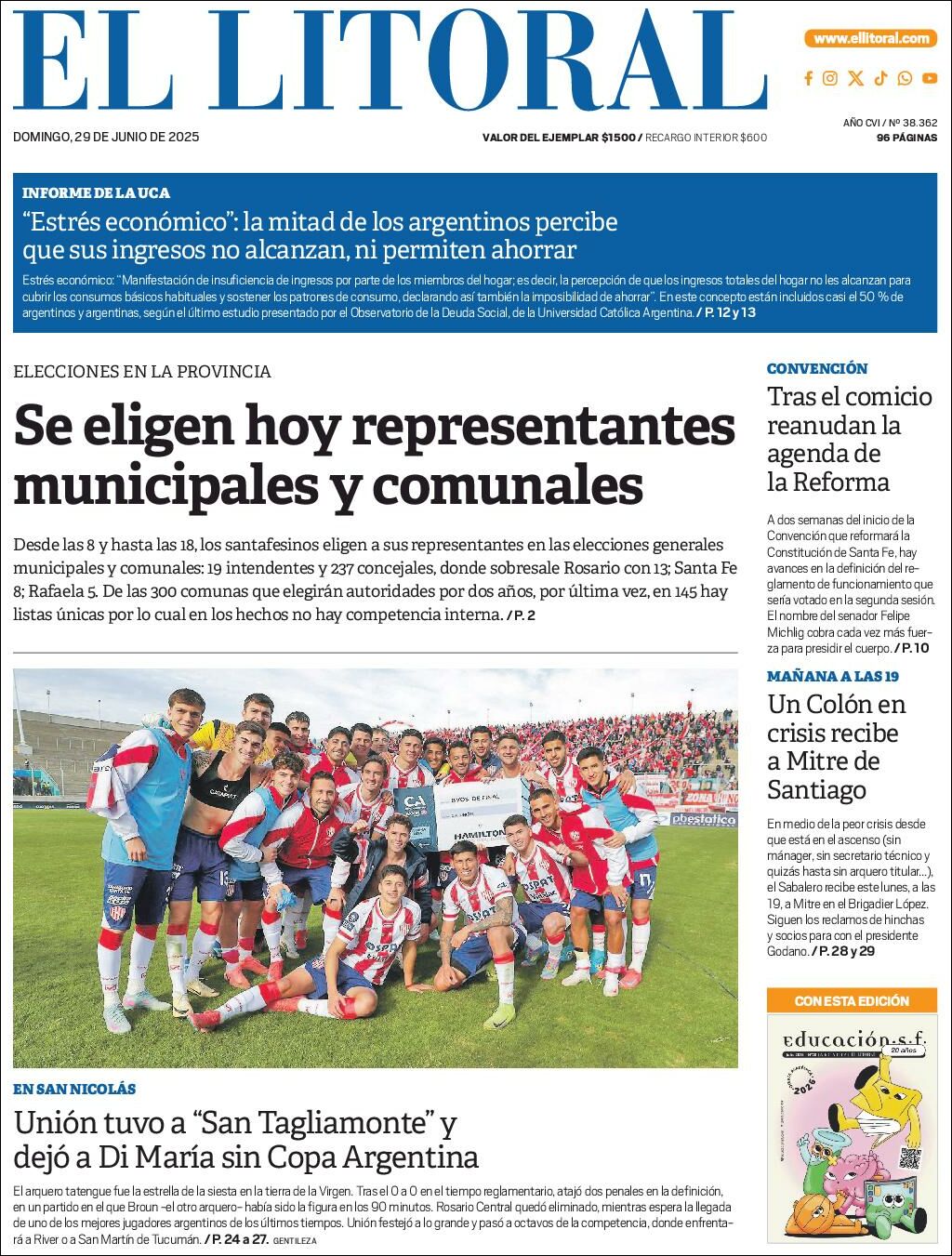 Media Panel - Developments and Systems | Ovacion Futbol - Tapa del diario El Litoral