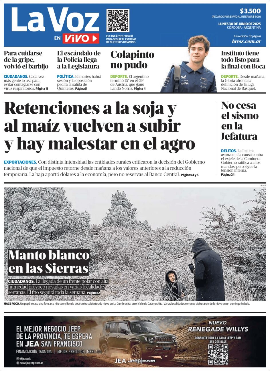 Media Panel - Developments and Systems | Ovacion Futbol - Tapa del diario La Voz