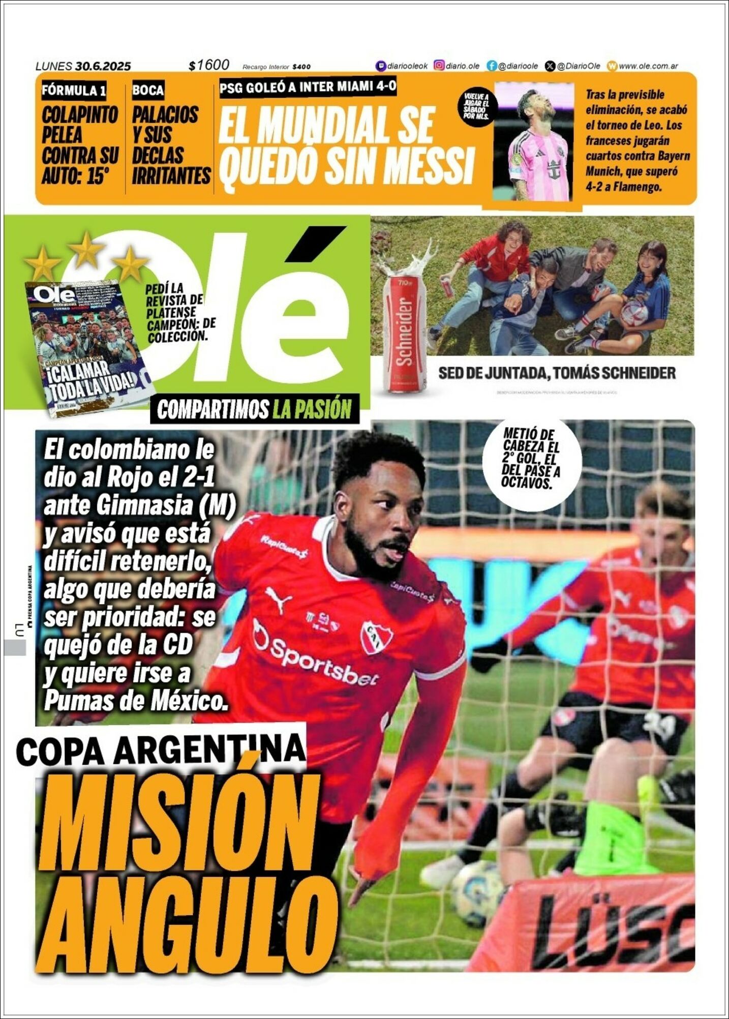Media Panel - Developments and Systems | Ovacion Futbol - Tapa del diario Olé