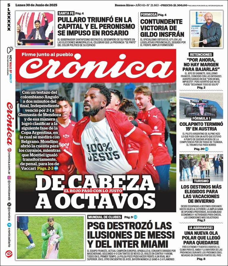 Media Panel - Developments and Systems | Ovacion Futbol - Tapa del diario Crónica